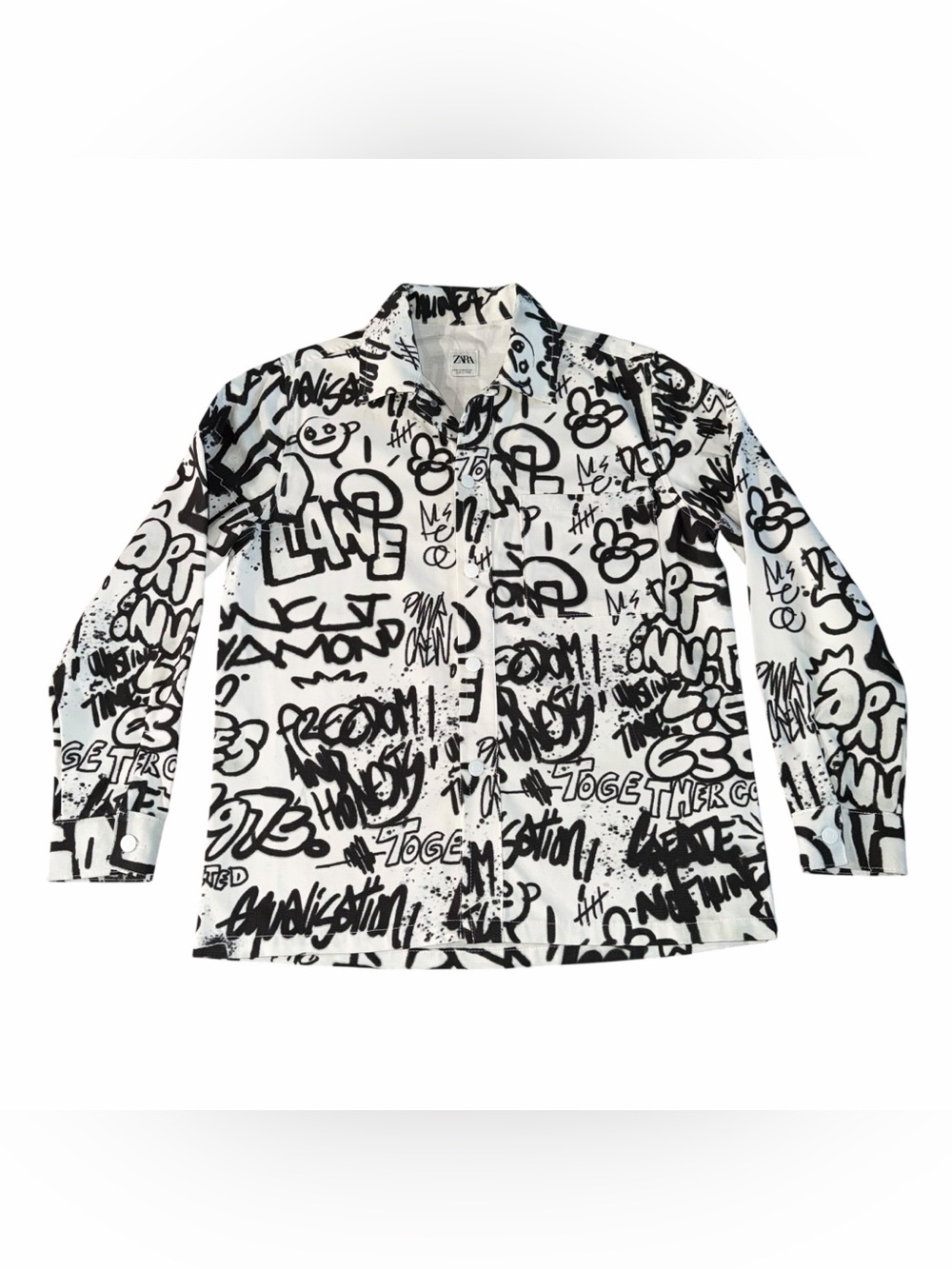 Zara Graffiti Print Overshirt Shirt Jacket M‎ Streetwear Supreme CDG Inspired - Picture 5 of 11